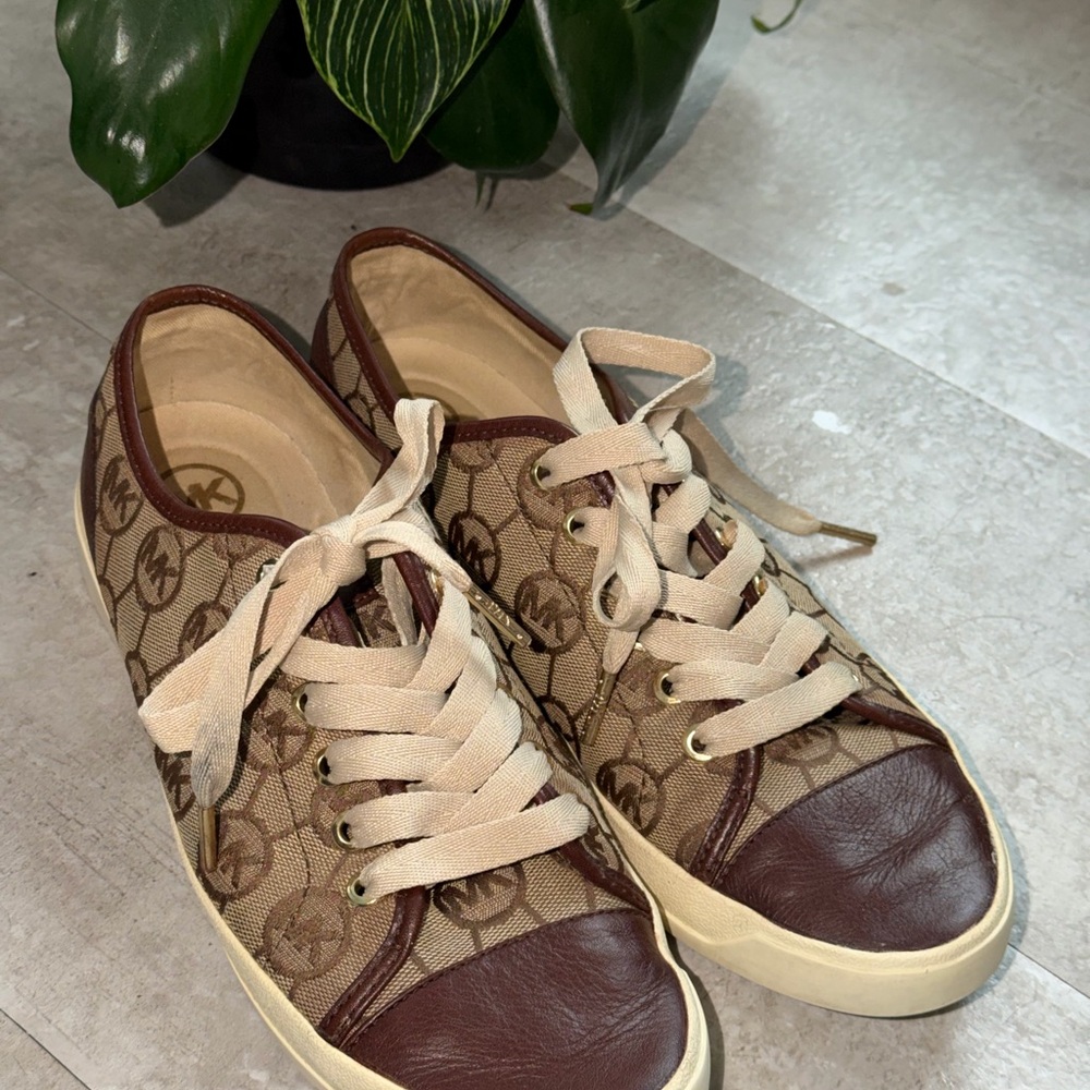 Brown and Tan Monogram Sneakers